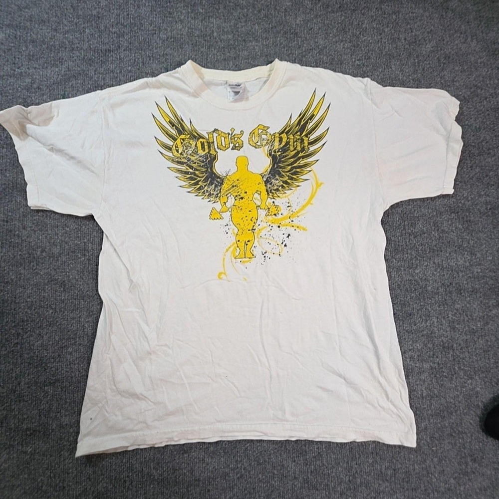 Gildan Shirt Mens Large White God's Gym Angel Graphic Tee Religious T-Shirt Top